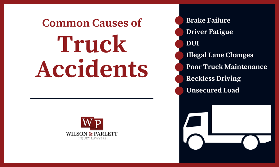 Infographic highlighting the most common causes of truck accidents